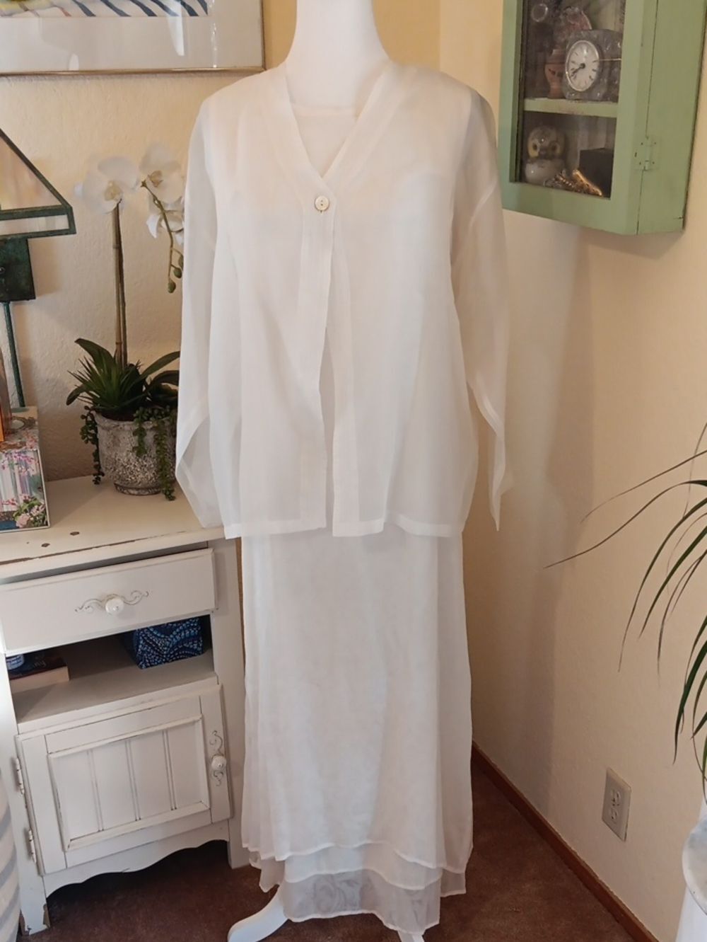 Exotic Brand Silk Maxi Dress With Sheer TOP. Wedding, Occasion.